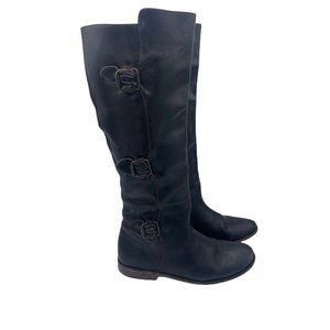 Frye Paige 77066  Size 6 B Dark Brown Leather Buckle Riding Boots